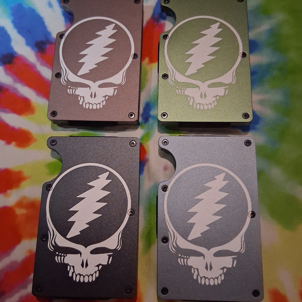 Skull Lightning Bolt Aluminum Wallets - Set of 4